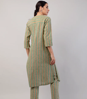 Green Striped Cotton Co-ord Set