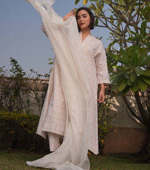 Beige Bliss Cotton Kurta Pant Set