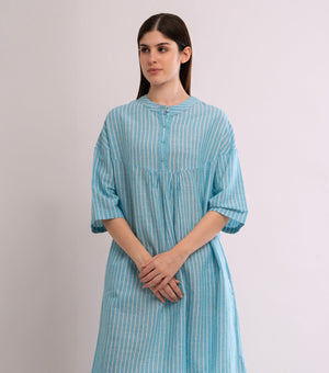 Blue Striped Cotton Dress