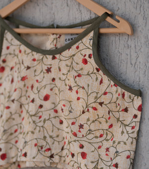 Summer Blossom Printed Skirt Set for Girls