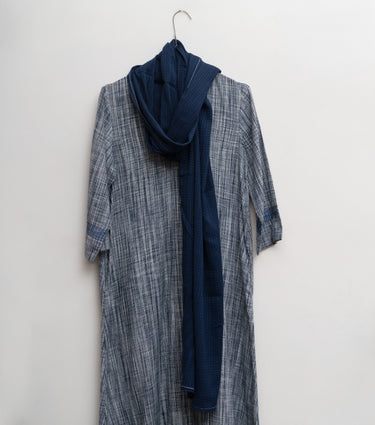 Blue Woven Cotton Kurta with Dupatta