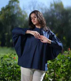 Navy Oversized Cotton Top