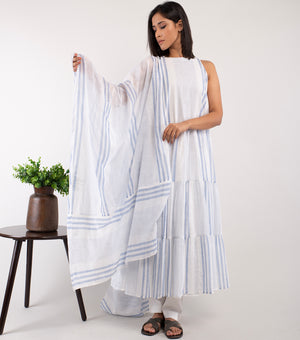 White woven cotton dupatta