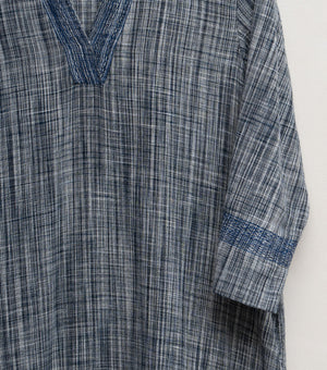 Blue Woven Cotton Kurta with Dupatta