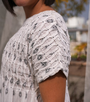 Smocked Yoke Woven Cotton Midi Dress