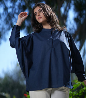 Navy Oversized Cotton Top