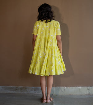 Lime Blossom Tiered Cotton Dress