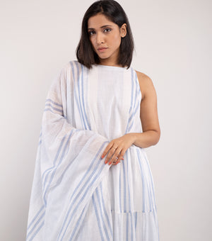 White woven cotton dupatta