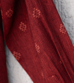 Maroon Cotton Silk Woven Kurta