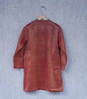 Rusty Orange Tissue Festive Kurta for Boys