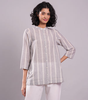 Grey Woven Cotton Top