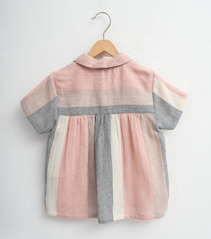 Multi Color Cotton Woven Shirt with Shorts Co-ord Set for Girls