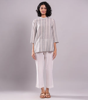 Grey Woven Cotton Top