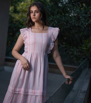 Pink Woven Cotton Dress