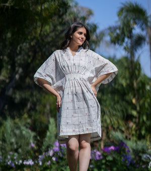 White Woven Cotton Kaftan