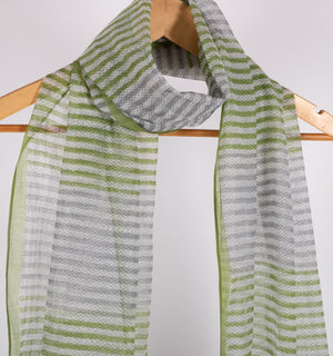 Green Printed Chanderi Stole