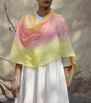 Trichromatic  shibori dupatta