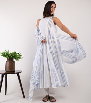 White woven cotton dupatta