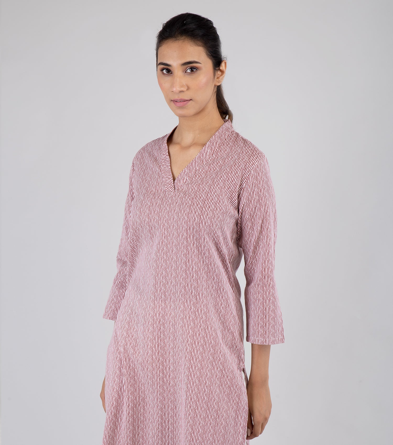 Rust Printed Cotton Kurta