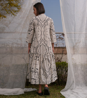 Monochrome Printed Poplin Dress