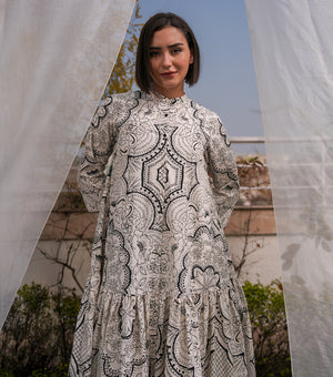 Monochrome Printed Poplin Dress