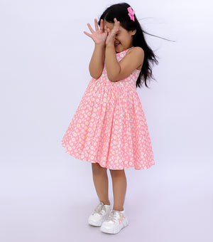 Floral Breeze Pink Summer Dress For Girls