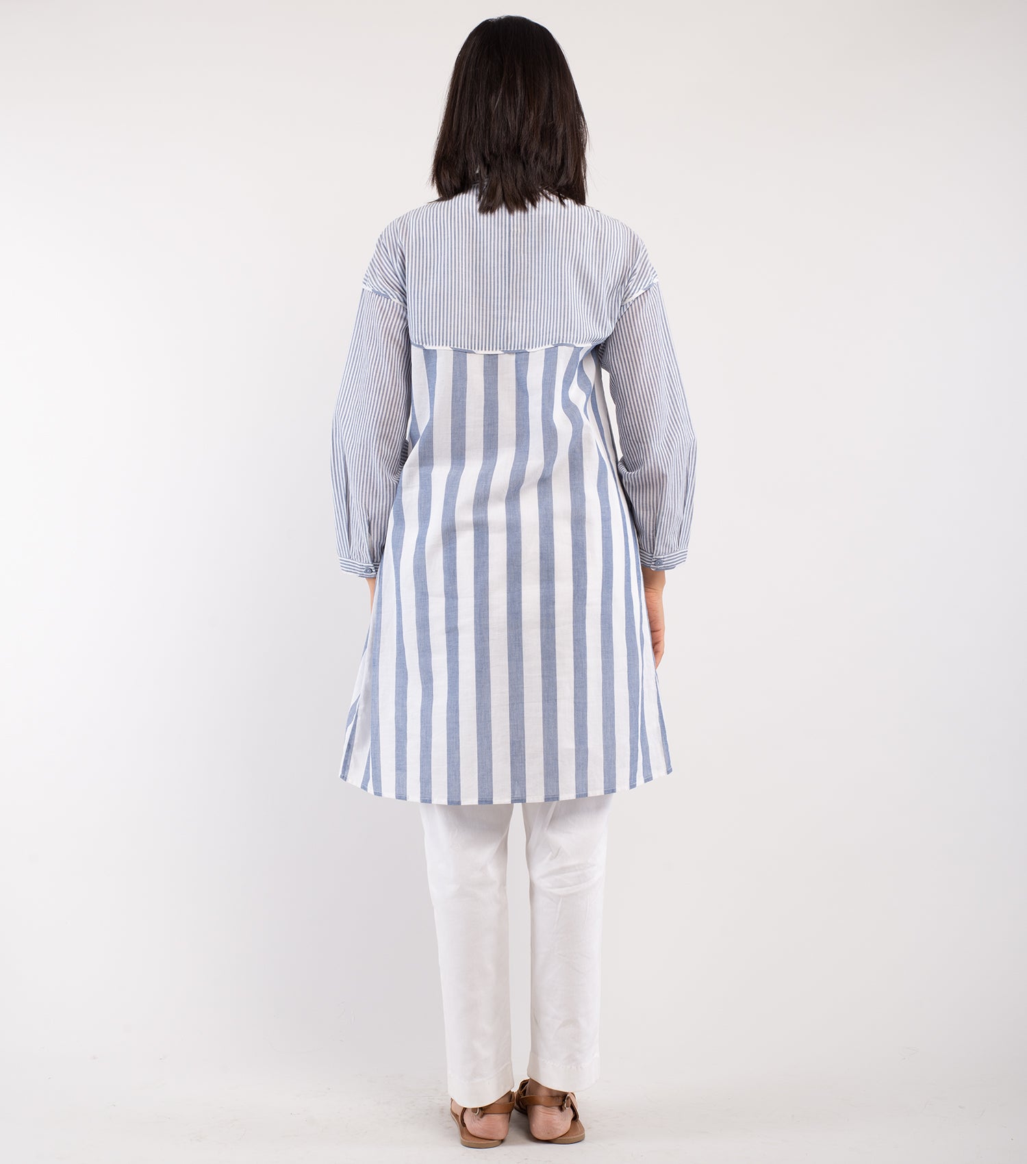 Blue & White Striped Cotton Tunic