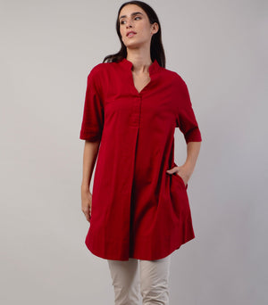 Red Cotton Linen Tunic