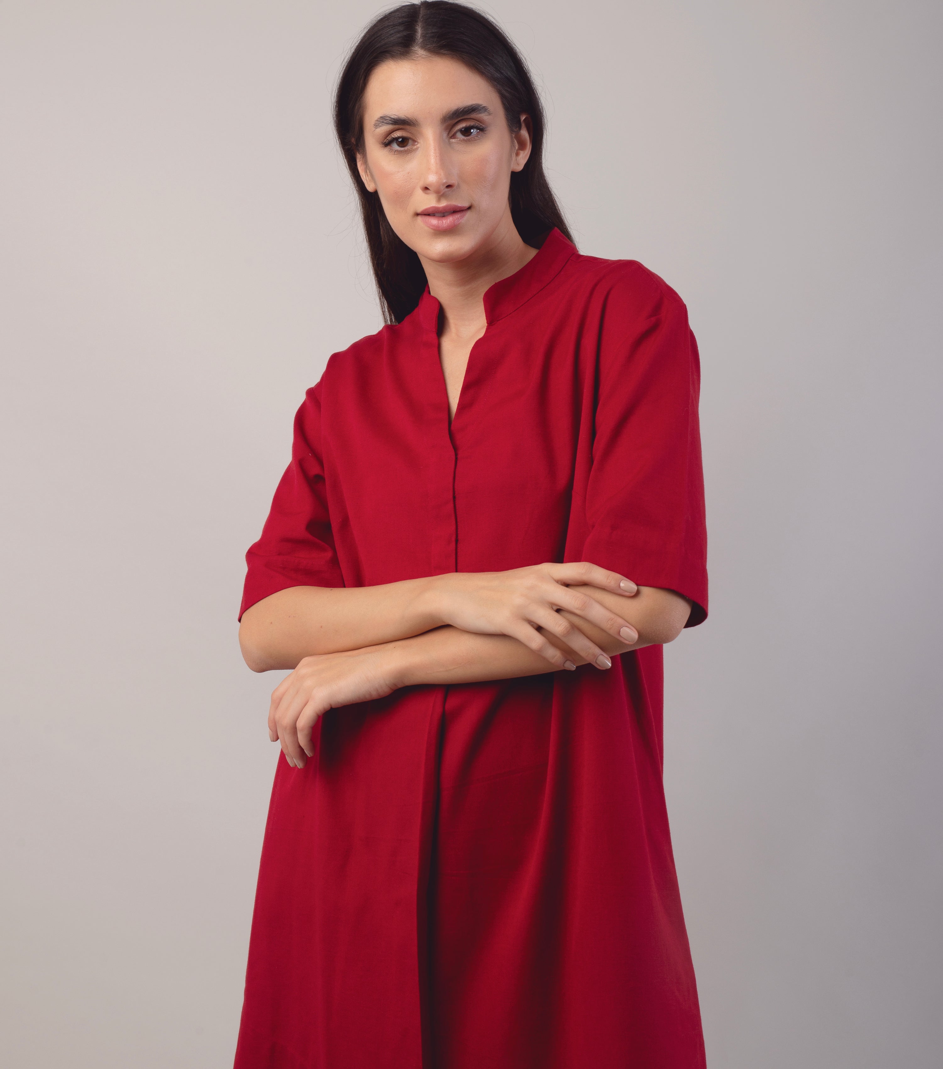 Red Cotton Linen Tunic