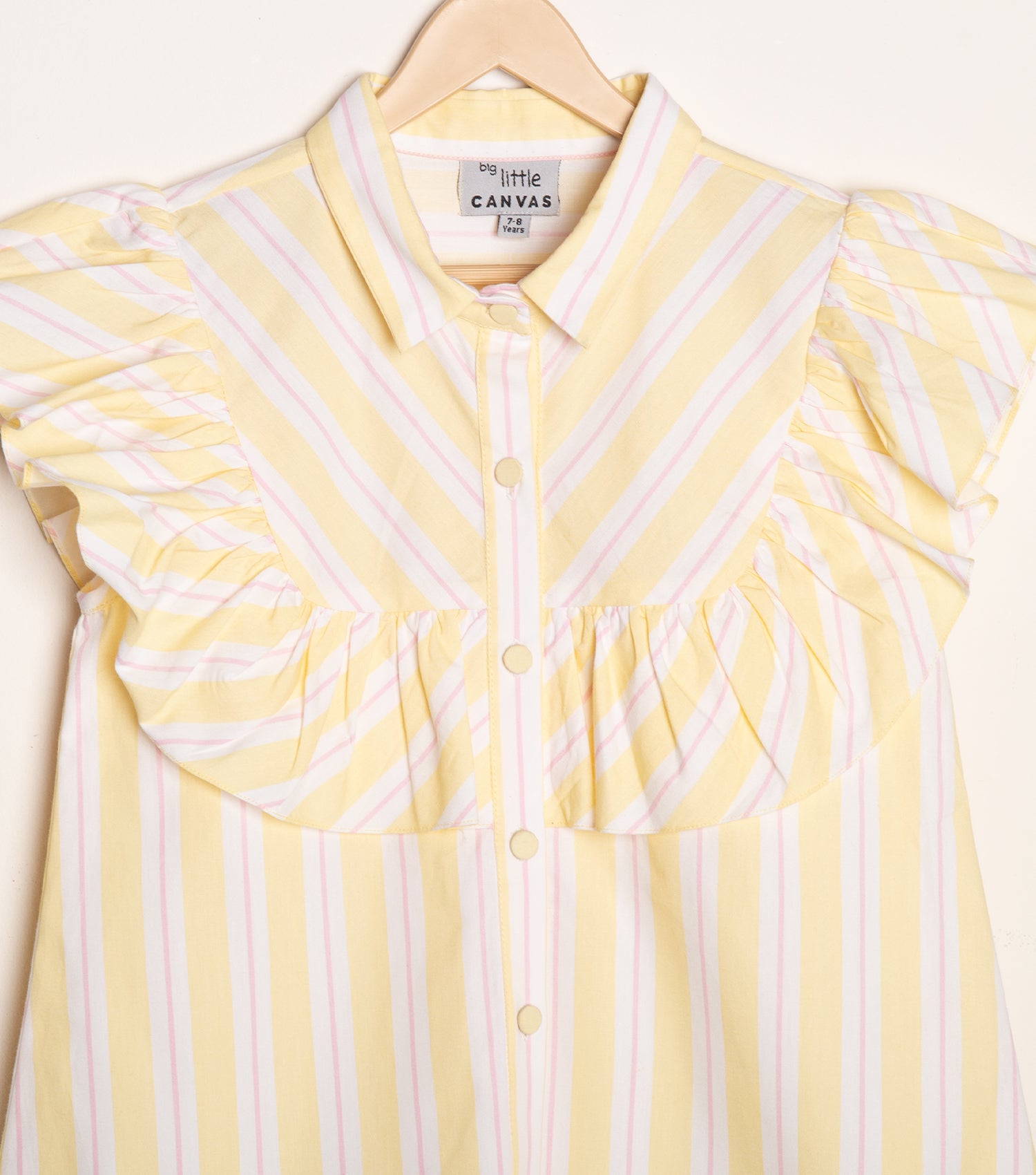 Yellow Striped Cotton A-line Dress