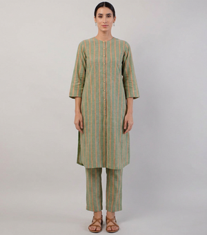 Green Striped Cotton Co-ord Set