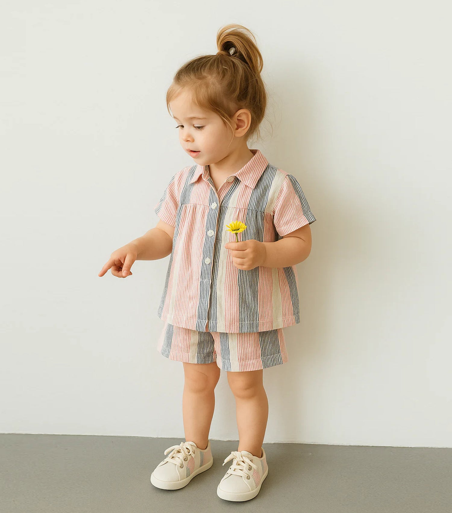 Multi Color Cotton Woven Shirt with Shorts Co-ord Set for Girls