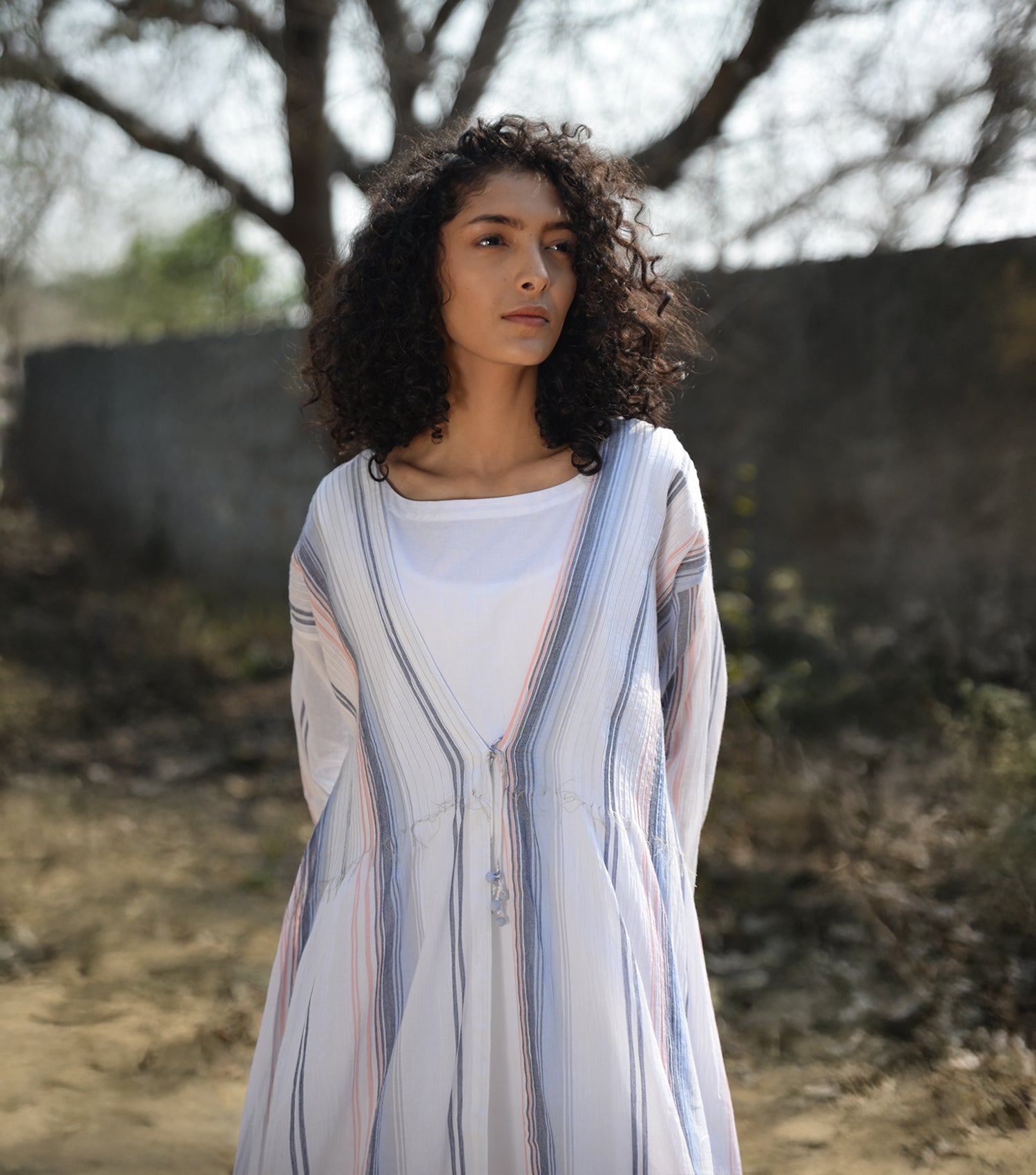 White cotton cape dress