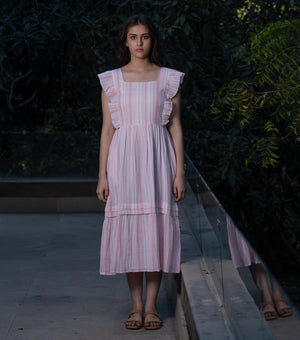 Pink Woven Cotton Dress