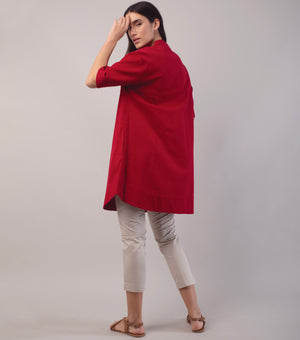Red Cotton Linen Tunic