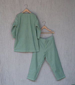 Sunny Day Sage Green Unisex Kurta Set for Kids