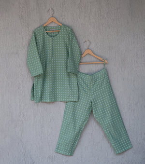 Sunny Day Sage Green Unisex Kurta Set for Kids
