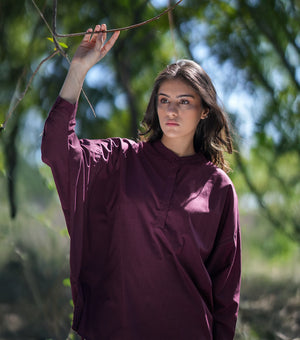 Wine Oversized Cotton Top