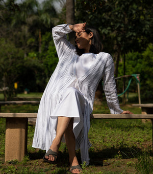 White Pintuck Cotton Cape and Slip Set