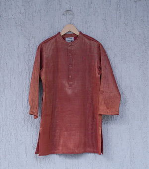 Rusty Orange Tissue Festive Kurta for Boys