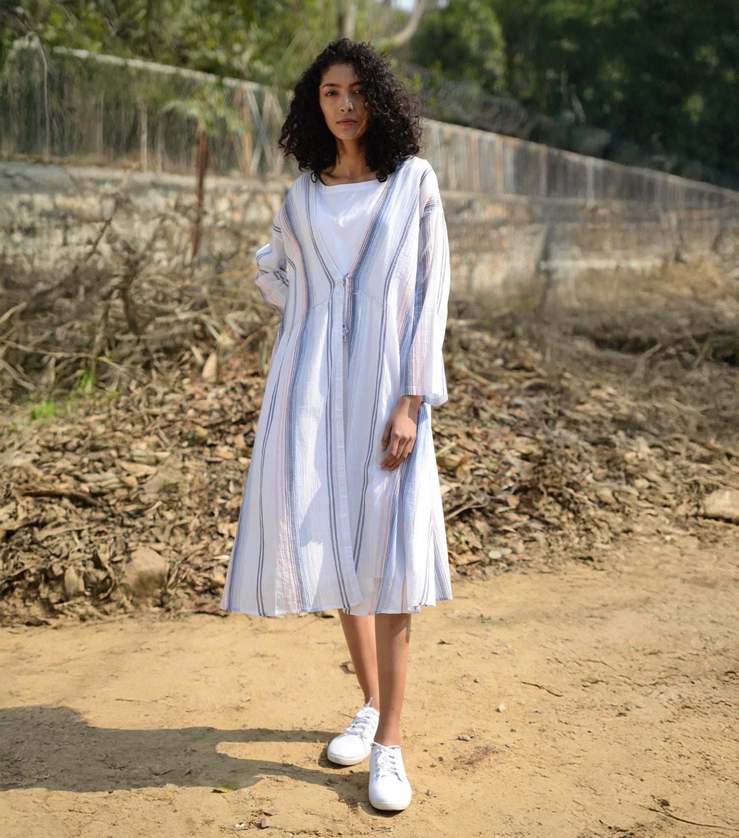 White cotton cape dress