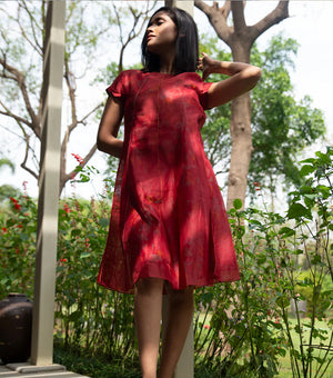 Autumn Ember Cotton Silk Dress Set