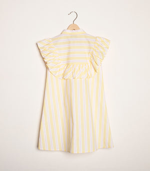 Yellow Striped Cotton A-line Dress