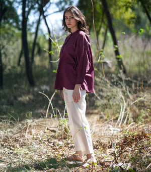 Wine Oversized Cotton Top