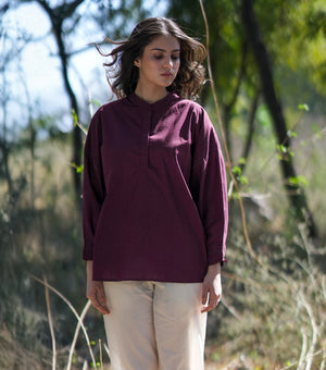 Wine Oversized Cotton Top