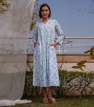 Blue Meadow Printed Cotton Kurta Set