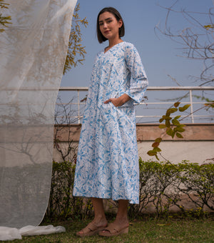 Blue Meadow Printed Cotton Kurta Set