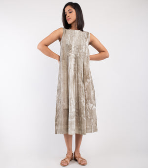 Olive Green Printed Cotton Dress