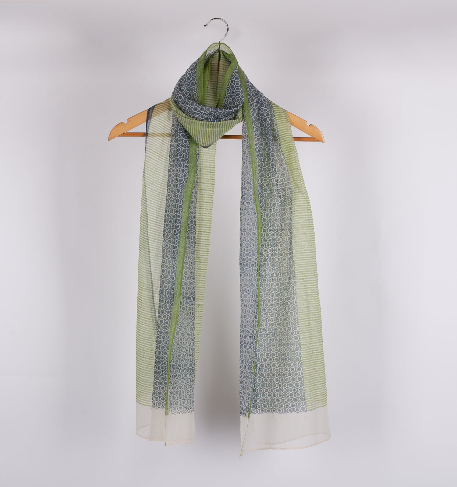 Green Printed Chanderi Stole