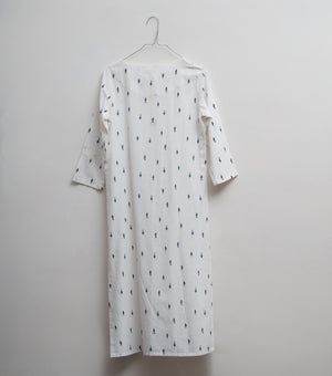 White Printed Cotton Kurta